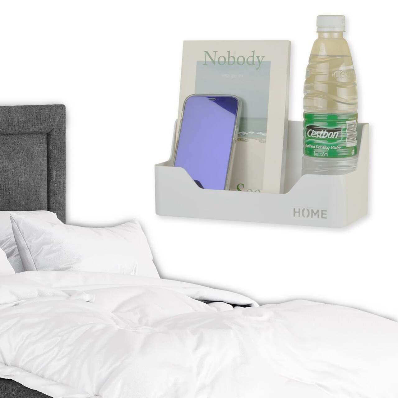 OKOMATCH Wall Mounted Plastic Shelf, White, 1 Shelf, Ideal for Bedroom, Dorm, Office, RV - Easy to Install, Organizes Small Items